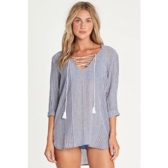 Billabong Other - Billabong Same Story Hooded Lace Up Swim Cover Up